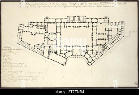 (Barone) Jean Nicolas Jadot (Architekt in) Vienna i, Hofburg, Aman Reconstruction, ricostruì la planimetria complessiva dai nuovi progetti edilizi o costruì edifici tra il 1740 e il 1790. Grafite (presentazione); penna e inchiostro nero; grigio lavato 1824 , 1824 Foto Stock