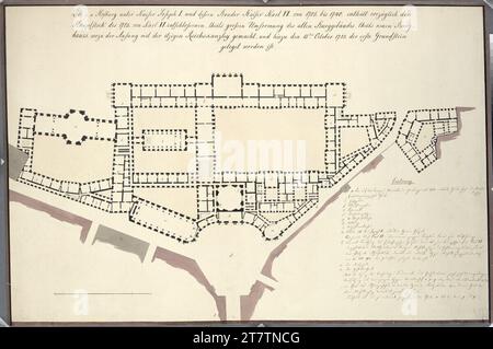 Johann Aman (Zeichner in) Vienna i, Hofburg, Aman Reconstruction, ricostruì la pianta complessiva dai nuovi progetti edilizi o costruì edifici tra il 1705 e il 1740. Grafite (presentazione); penna e inchiostro nero; viola e grigio lavati 1824 , 1824 Foto Stock