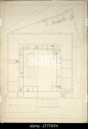 Franz Anton Hillebrandt (Architekt in) Vienna i, Hofburg, Stallburg e laboratori vicini, soppalco, un programma di un piano. Gesso; Feder in nero 1773 , 1773 Foto Stock