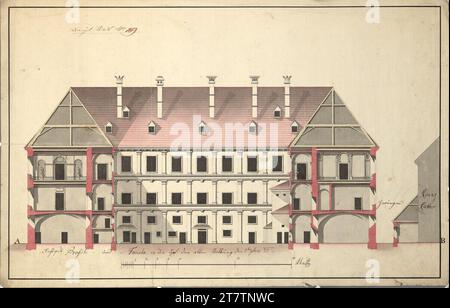 Franz Anton Hillebrandt (Architekt in) Vienna i, Hofburg, Stallburg, sezione trasversale dell'edificio. Gesso (presentazione); Feder in nero; multicolore 1773 , 1773 Foto Stock