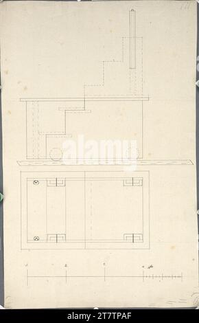 Johann Aman (Architekt in) Vienna i, Hofburg, Old Burgtheater, si è formato in un dispositivo tecnologico di palcoscenico. Grafite (presentazione); Feder in nero 1825 , 1825 Foto Stock