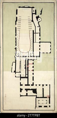 Franz Anton Hillebrandt (Architekt in) Vienna i, Hofburg, Old Burgtheater, 2° piano, planimetria. Gesso (presentazione); penna e inchiostro in nero; multicolore 1778 , 1778 Foto Stock