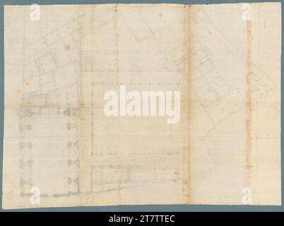 Gaspare Guerra (Entwerfer in) Roma, Sant'Andrea delle Fratte, intero sistema con chiesa senza attraversamento. Carta, rigida; disegno grafico; scanalature cieche; costruzione, scala e caratteri in grafite 1653-1657 , 1653/1657 Foto Stock