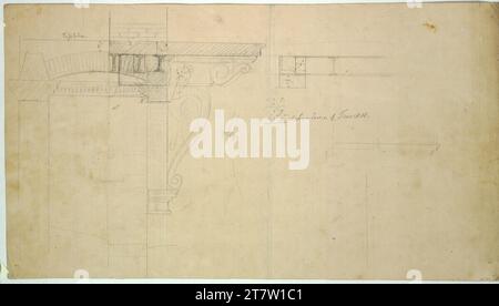 Carl von Hasenauer Vienna i, Bösendorferstraße 13, Palais Lützow, costruzione consolazione balcone, taglio. Matita intorno al 1870 Foto Stock