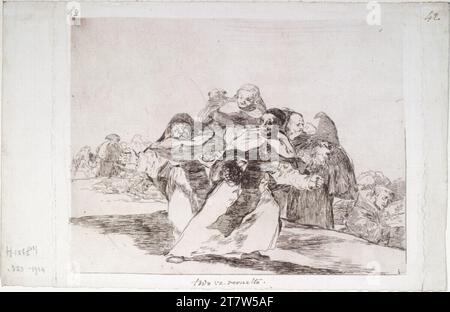 Francisco José de Goya y Lucientes i disastri della guerra: Tutto è sgretolato - Alles Geht Schief. incisione 1815-1820, 1. Ausgabe 1863 Foto Stock