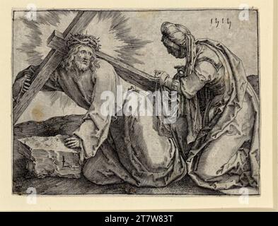 Lucas Hugensz. Van Leyden Crossing. Stampa in rame 1515 , 1515 Foto Stock