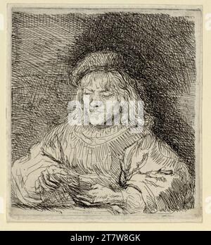 Rembrandt Harmensz. Van Rijn il giocatore di carte. incisione 1641 , 1641 Foto Stock