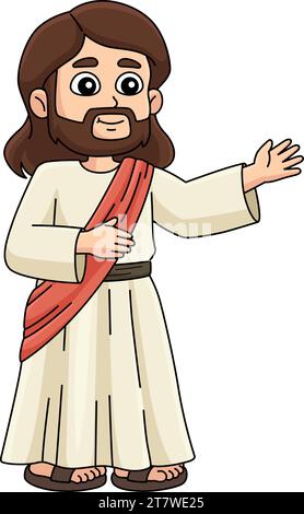 Gesu' il Messia Cartoon colorato Clipart Illustrazione Vettoriale