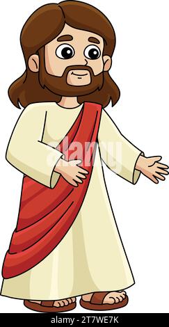 Gesu' il Messia Cartoon colorato Clipart Illustrazione Vettoriale