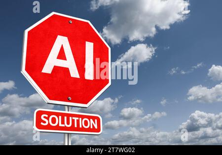 AI Technology Solution - informazioni sulla segnaletica stradale Foto Stock