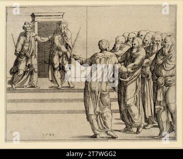 Augustin Hirschvogel Cristo è mostrato al popolo ("Ecce Homo"). incisione 1548 , 1548 Foto Stock