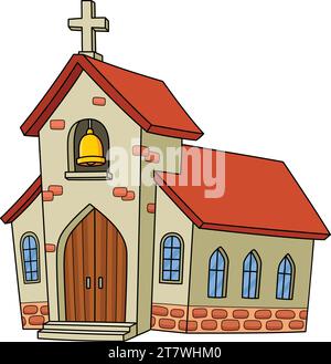 Chiesa cristiana Cartoon Colored Clipart Illustrazione Vettoriale