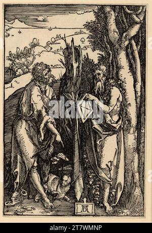 Albrecht Dürer Giovanni Battista e Onuphrius con la ghirlanda del luppolo. Woodcut intorno al 1503/04 Foto Stock