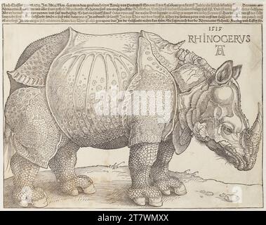 Albrecht Dürer Rhinocerus (il rhinozeros). Taglio del legno e stampa tipo 1515 , 1515 Foto Stock