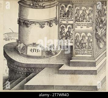 Albrecht Dürer (officina) porta d'onore dell'imperatore Massimiliano i, torre laterale sinistra, f 6, presa). Woodcut 1515 , 1515 Foto Stock