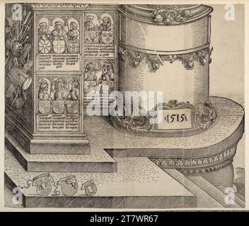 Albrecht Dürer (officina) porta d'onore dell'imperatore Massimiliano i, torre laterale destra, f '6, presa). Woodcut 1515 , 1515 Foto Stock