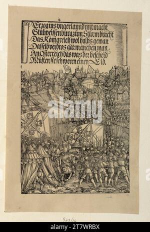 Albrecht Dürer (officina) conquista ungherese 1490 (la porta onoraria dell'imperatore Massimiliano I., rappresentazioni storiche, C '2,2). Woodcut 1515 (Separatausgabe D, deutsch, 1559) , 1515 Foto Stock