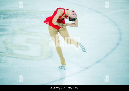 Mechelen, Belgio. 17 novembre 2023. La pattinatrice di figura Charlotte Jennes è stata fotografata in azione durante il programma corto femminile junior al Belgian Championships Figure Skating, a Mechelen, venerdì 17 novembre 2023. BELGA PHOTO JASPER JACOBS Credit: Belga News Agency/Alamy Live News Foto Stock