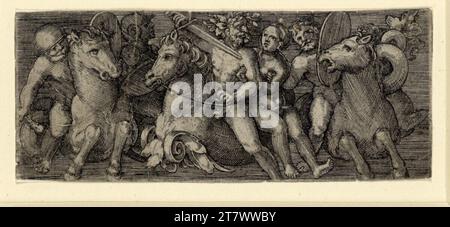 Monogrammist AC Fight of the Sea Gods. Stampa con incisione in rame 1. Hälfte 16. Secolo Foto Stock