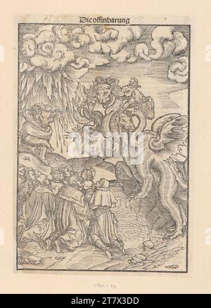 Lucas Cranach d. Ä. Nuovo Testamento (Lutero-Bibbia): L'Anticristo e il suo profeta (Apocalisse di Giovanni 13). Taglio del legno e stampa tipo 1522 , 1522 Foto Stock