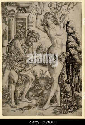 Meister IB mit dem Vogel Saint Sebastian. Stampa con incisione in rame 1. Drittel 16. Secolo Foto Stock