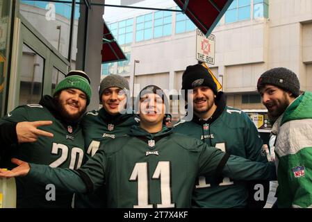 I tifosi degli Eagles festeggiano la vittoria del Super Bowl. Foto Stock