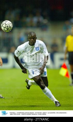 CALCIO - CHAMPIONS LEAGUE 2002/03 - 1° TURNO - 020917 - AJ AUXERRE / PSV EINDHOVEN - AMDY FAYE (AUX) - FOTO LAURENT BAHEUX / FLASH PRESS Foto Stock