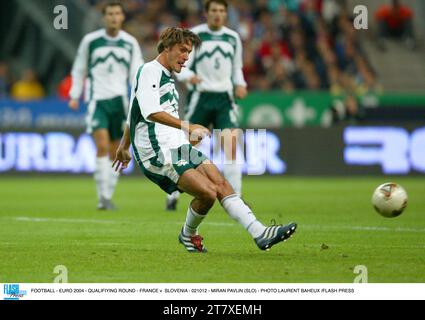 CALCIO - EURO 2004 - TURNO DI QUALIFICAZIONE - FRANCIA / SLOVENIA - 021012 - MIRAN PAVLIN (SLO) - FOTO LAURENT BAHEUX /FLASH PRESS Foto Stock