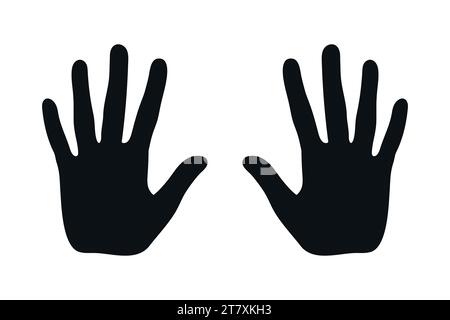 Sagome di due mani umane. Palmo di mano. Illustrazione vettoriale Illustrazione Vettoriale