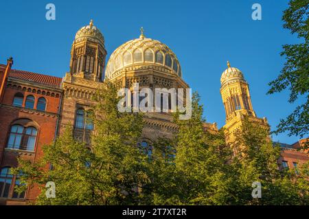 Vista della nuova sinagoga Berlin-Centrum Judaicum su Oranienburger Strasse, Berlin-Mitte, Berlino, Germania, Europa Foto Stock