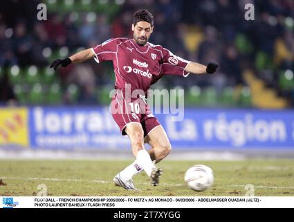 CALCIO - CAMPIONATO FRANCESE 2005/2006 - FC METZ V AS MONACO - 04/03/2006 - ABDELNASSER OUADAH (METZ) - FOTO LAURENT BAHEUX / FLASH PRESS Foto Stock