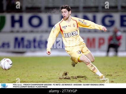 CALCIO - CAMPIONATO FRANCESE 2005/2006 - FC METZ V AS MONACO - 04/03/2006 - OLIVIER VEIGNEAU (MON) - FOTO LAURENT BAHEUX / FLASH PRESS Foto Stock