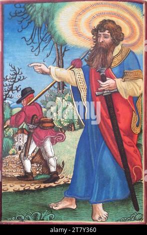 Georg Lemberger nuovo Testamento (Lutero-Bibbia): Paolo e un messaggero (lettere da Paolo). Taglio a legna, colorato 1524 , 1524 Foto Stock