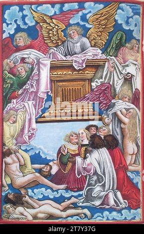 Georg Lemberger nuovo Testamento (Lutero-Bibbia): Apertura del quinto sigillo, l'abbigliamento dei martiri sotto l'altare (Apocalisse di Giovanni 6, 9-11). Taglio a legna, colorato 1524 , 1524 Foto Stock