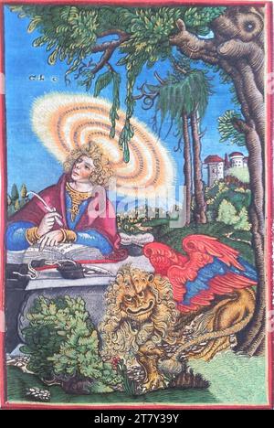 Georg Lemberger nuovo Testamento (Lutero-Bibbia): Foto evangelista: Markus. Taglio a legna, colorato 1524 , 1524 Foto Stock