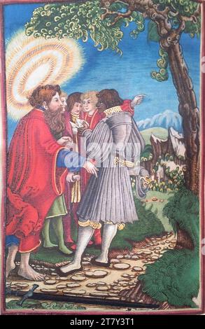 Georg Lemberger nuovo Testamento (Bibbia di Lutero): Paolo e un messaggero (i Corinzi). Taglio a legna, colorato 1524 , 1524 Foto Stock