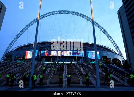 Una visione generale dello stadio in vista della partita del gruppo C di qualificazione UEFA Euro 2024 allo stadio Wembley, Londra. Data immagine: Venerdì 17 novembre 2023. Foto Stock