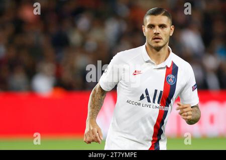 Mauro Icardi del PSG durante la UEFA Champions League, gruppo A partita di calcio tra Paris Saint-Germain e Real Madrid il 18 settembre 2019 allo stadio Parc des Princes di Parigi, Francia - foto Mehdi Taamallah / DPPI Foto Stock