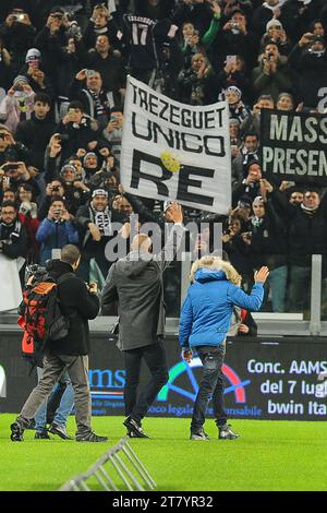 David Trezeguet ex giocatore della Juventus fa il tifoso prima del campionato italiano di serie A 2013/2014 tra la Juventus e LA Roma allo Juventus Stadium il 5 gennaio 2014 a Torino. Foto massimo Cebrelli/DPPI Foto Stock