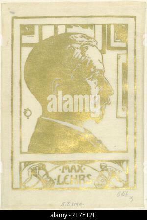 Emil Orlik Exlibris Max Lehrs. Taglio a legna; in oro; carta giapponese 1899 , 1899 Foto Stock