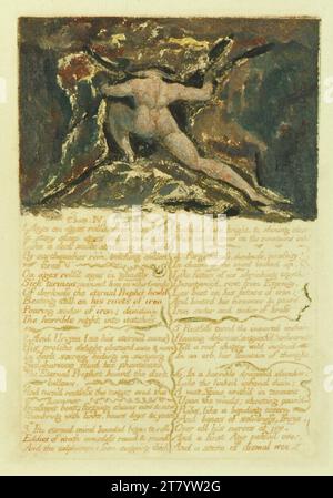 William Blake il primo libro di Urizen (Blatt 9). Incisione in rame a rilievo (stampa a colori), riveduta con colori ad acqua 1794 , 1794 Foto Stock