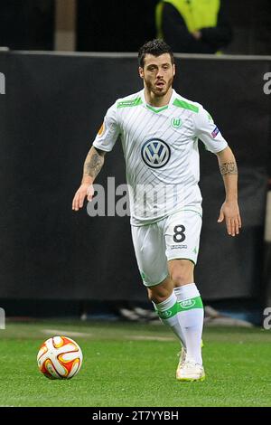 Vieirinha del Wolfsburg in azione durante la partita di calcio di UEFA Europa League a 16 partite di andata tra FC Internazionale e VfL Wolfsburg il 19 marzo 2015 allo stadio Giuseppe Meazza di Milano. Foto massimo Cebrelli / DPPI Foto Stock