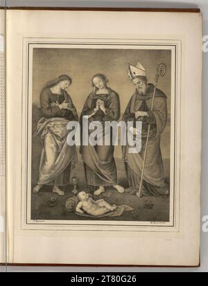 Johann Nepomuk Strixner (an der Entstehung Beteiligte r) Maria con un bambino, Johannes Evangelist e un santo. Litografia 1818 , 1818 Foto Stock