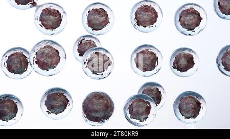 Crescita delle cellule tumorali incontrollabile sui tessuti, cellule di infezione tumorale e diffusione, metastasi infiammatoria invasiva cancerosa. riproduzione tramite duplicati Foto Stock