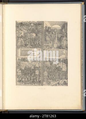 Albrecht Dürer (officina) conquista ungherese 1490, matrimonio spagnolo di Filippo 1496, liberazione di Napoli 1503, guerra bavarese e Sieg a Wenzenberg 1504 (porta onoraria dell'imperatore Massimiliano i, rappresentazioni storiche, C '2,2, 3, 5, 6). Woodcut 1515 (Ausgaben 1526-1559) , 1515 Foto Stock