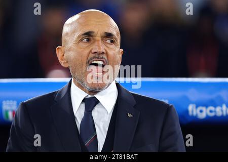 Roma, Italie. 17 novembre 2023. Luciano Spalletti capo allenatore italiano grida durante la partita di UEFA Euro 2024, qualificazioni, gruppo C tra Italia e Macedonia del Nord il 17 novembre 2023 allo Stadio Olimpico di Roma, Italia - foto Federico Proietti/DPPI Credit: DPPI Media/Alamy Live News Foto Stock