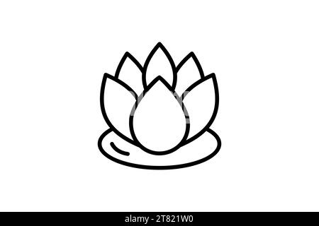 icona fiore di loto. icona legata alla meditazione, alla purezza, all'illuminazione e allo sviluppo del potenziale spirituale. stile icona linea. semplice design vettoriale Illustrazione Vettoriale
