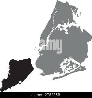 Mappa di STATEN ISLAND BOROUGH, NEW YORK CITY Illustrazione Vettoriale