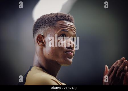 Geny Catamo durante la partita della Liga Portugal 23/24 tra Boavista FC e Sporting CP all'Estadio do Bessa Seculo XXI, Porto, Portogallo. (Maciej Rogowski) Foto Stock