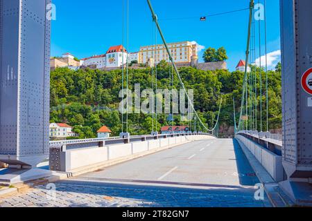 Ponte Prinzregent-Luitpold sul Danubio a Passau, Baviera, Germania Foto Stock